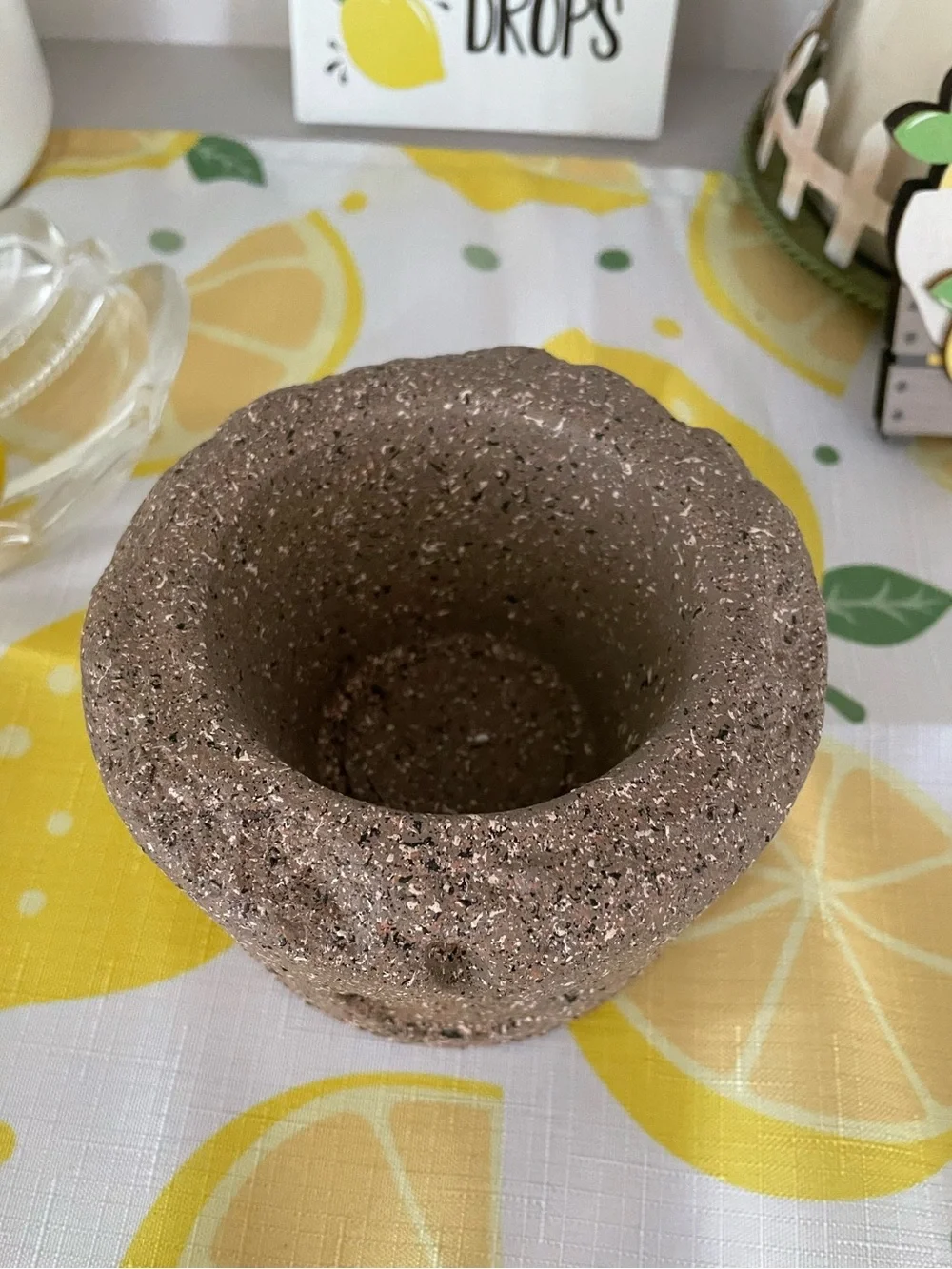 Speckled Brown Terra Cotta Planter Pot or candle holder